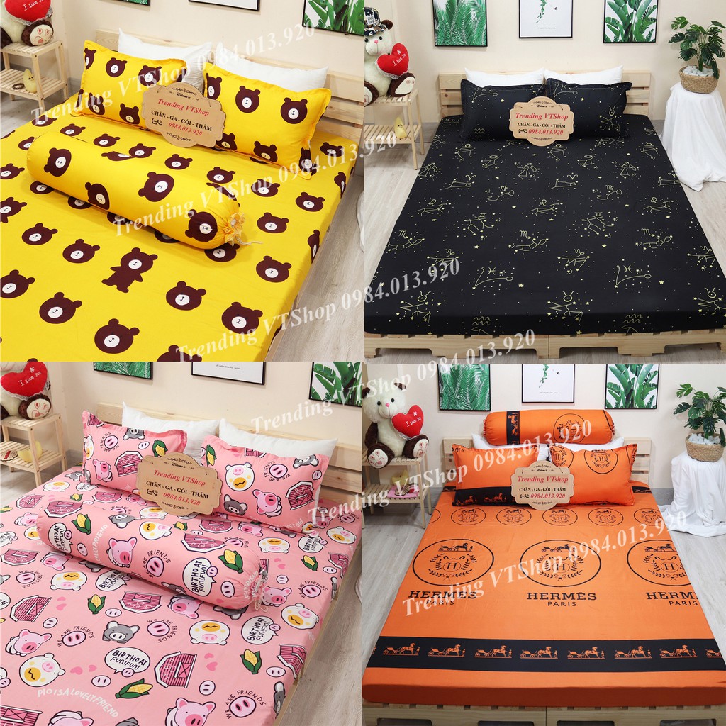 [Giá hủy diệt] Bộ 5 món chăn hè ga gối chất liệu Poly Cotton  không bai xù, mẫu mã đa dạng