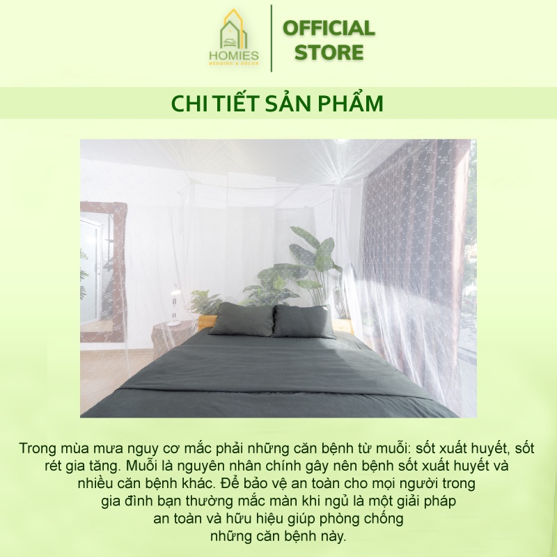 Màn Tuyn, Mùng Chống Muỗi Dệt May 10/10 HOMIES Nhập Khẩu Chính Hãng Cao Cấp, Bao Vải Dày, Mắt Lưới Nhỏ Mịn