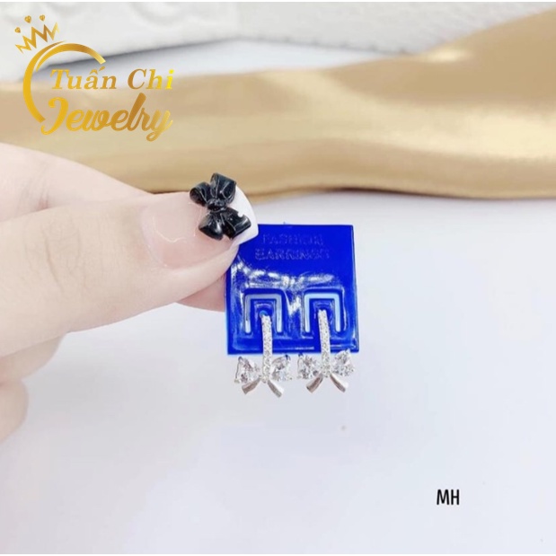 Khuyên Tai Bạc [ẢNH THẬT] Bông Tai Nữ Kiểu Dáng Nơ Tiểu Thư, Thanh Lịch, Bạc Ta Cao Cấp