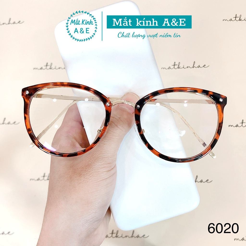 Gọng kính cận nữ AMIE Eyewear mắt kính tròn chất liệu kim loại nhựa kiểu dáng trẻ trung năng động 6020