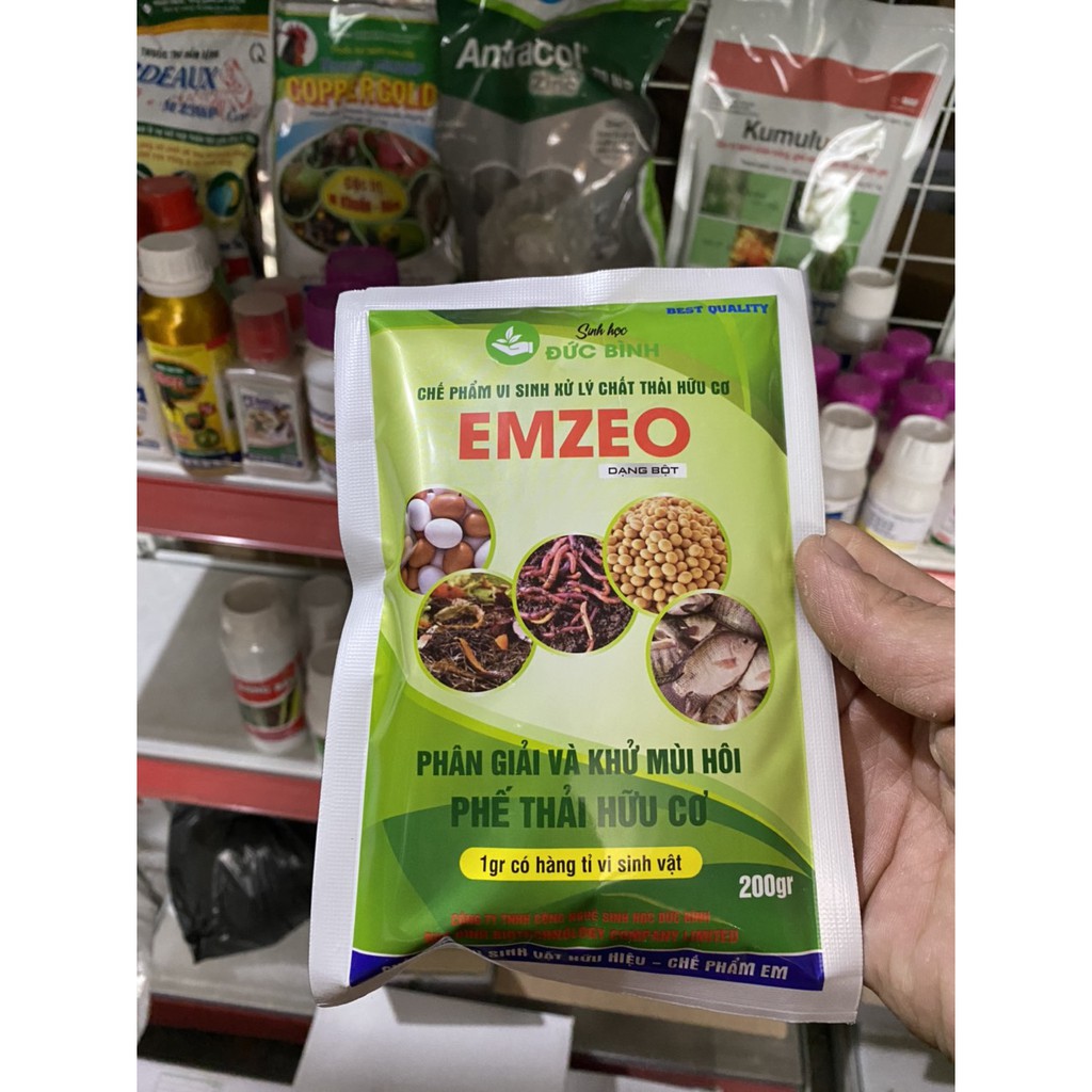 Men ủ EMZEO men ủ vi sinh khử mùi hôi phân cá ,ủ đậu tương ủ rác thải sinh hoạt (gói 200gr)