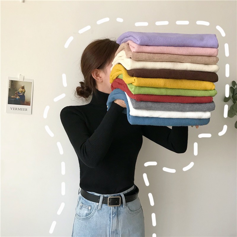Áo len cổ cao len mịn hàng loại dày dặn [ ảnh thật tại shop]