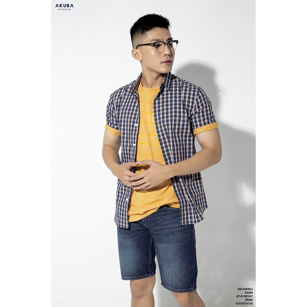 Áo Sơ Mi Tay Ngắn Họa Tiết Caro Nam Cao Cấp AKUBA | 02B462 | BigBuy360 - bigbuy360.vn
