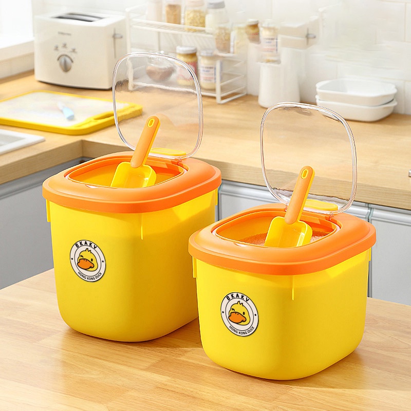Only HOUSE Thùng Đựng Gạo Vịt Vàng Nhỏ Chống Côn Trùng Chống Ẩm Dày Dặn Hạt Dẻ Nhà Bếp Gia Đình