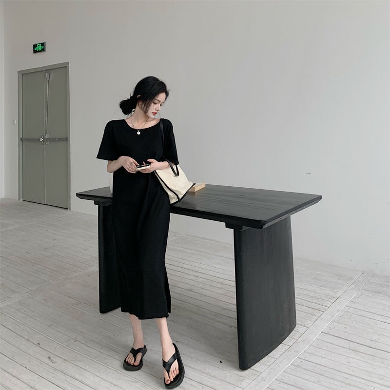 Đầm COZOKC ngắn tay dáng rộng hở lưng quyến rũ thời trang