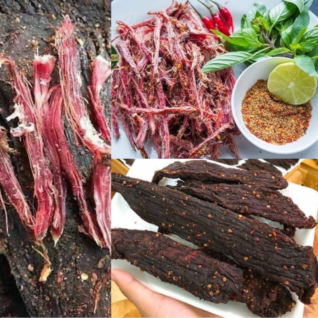 Thịt Trâu Gác Bếp Tây Bắc gia truyền người Thái, thịt trâu sấy khô thơm ngon chuẩn vị, có tặng kèm chẩm chéo