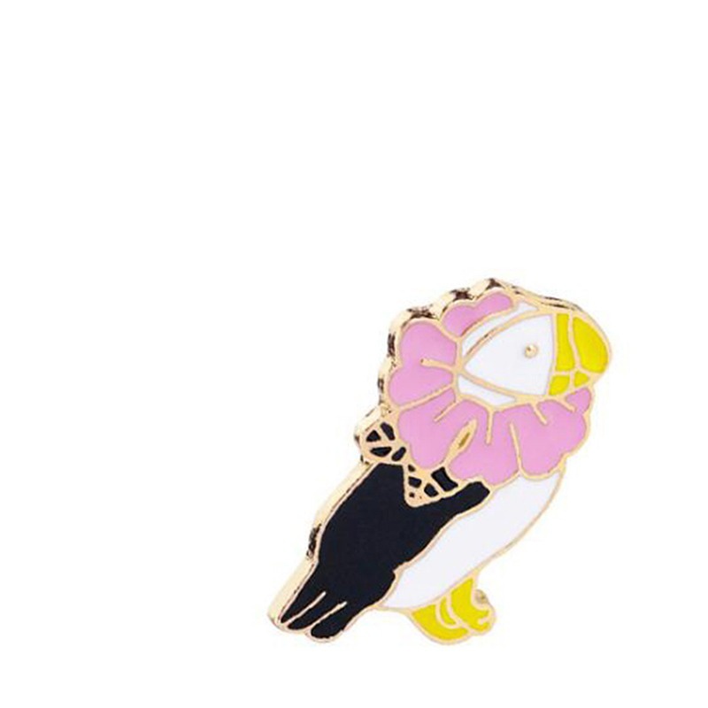 Corsage Flower Pin Parrot Brooch Enamel Clothes Gift Party Badge Sweater Animals