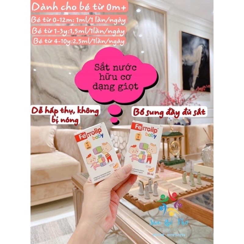 Sắt nước Ferrolip baby 30ml hương đào