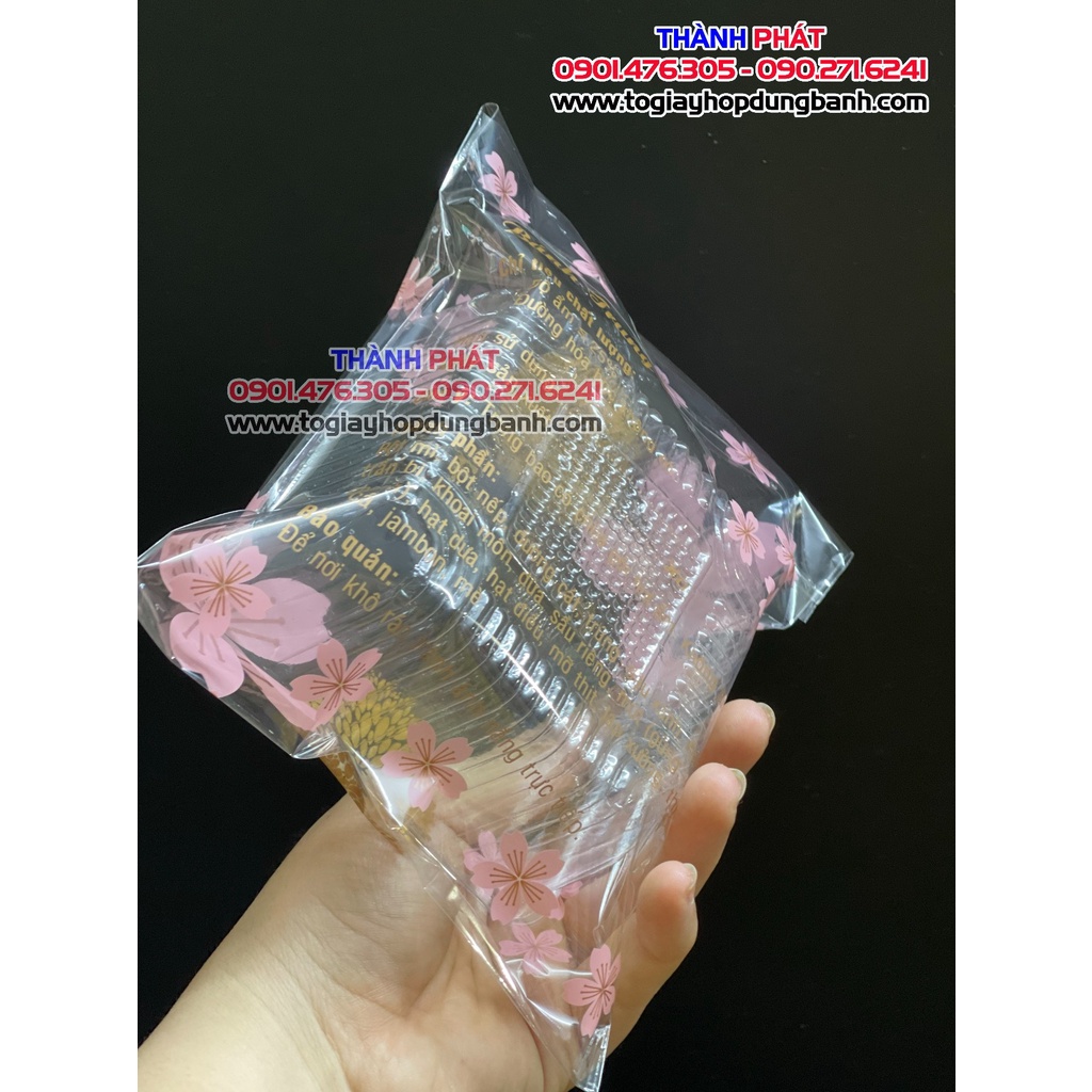 100 Khay kèm túi dán miệng hoa đào đựng bánh trung thu 250g-300g
