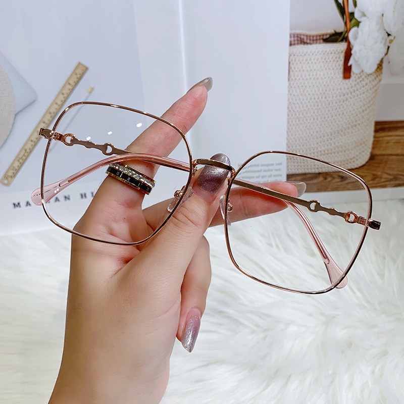 Mắt kính gọng vuông lớn chống tia bức xạ thời trang Hàn Quốc dành cho nữ ks33