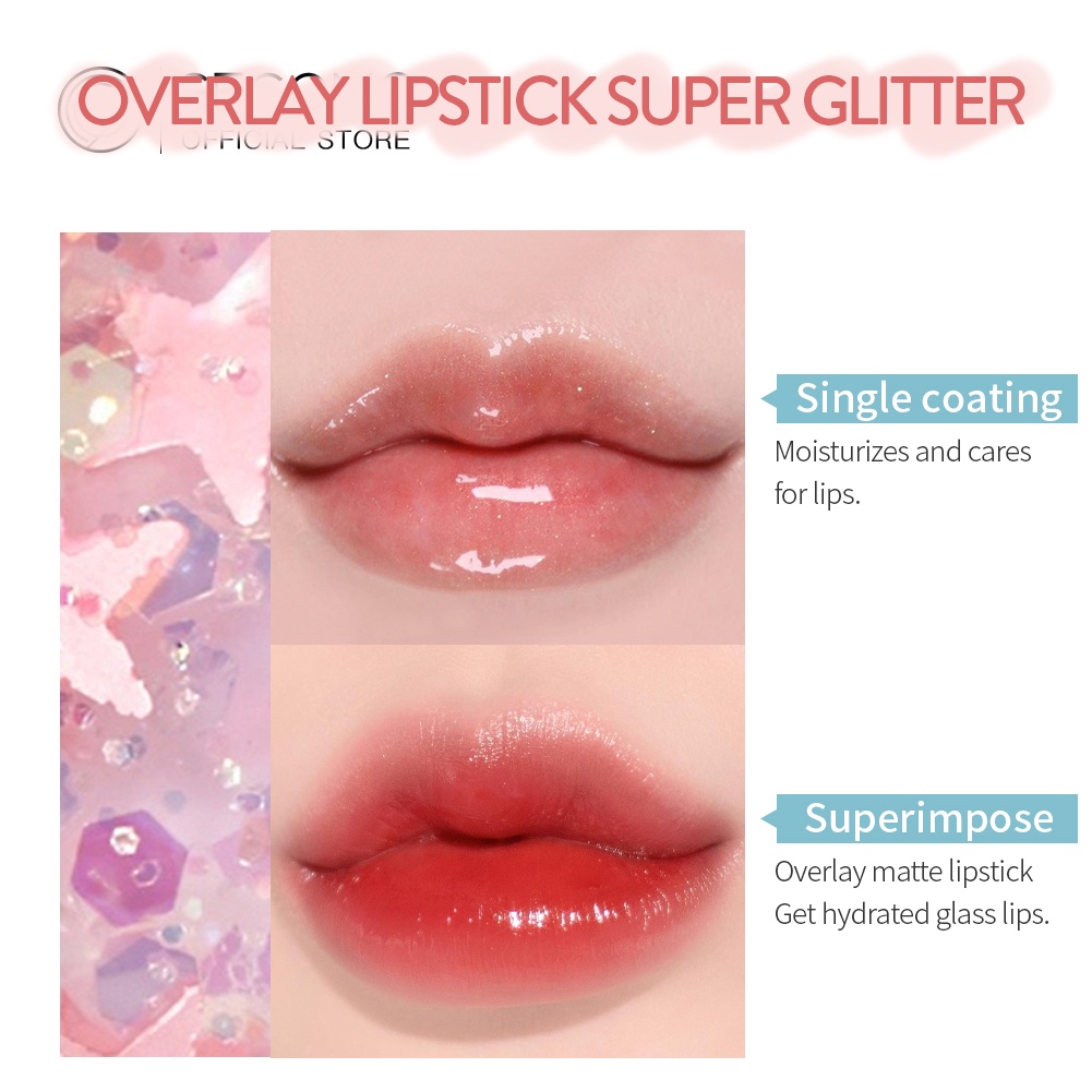 Gecomo Son Bóng Trong Suốt Dưỡng Ẩm Làm Sáng Màu Môi 6 Màu Tùy Chọn