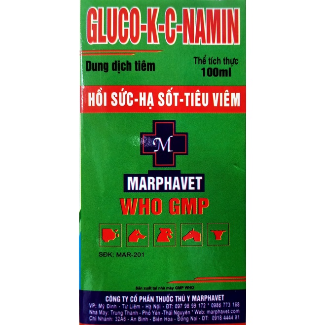 Hồi sức tăng lực cho vật nuôi GLUCO KC NAMIN Chai 100ml Công Ty MARPHAVET.