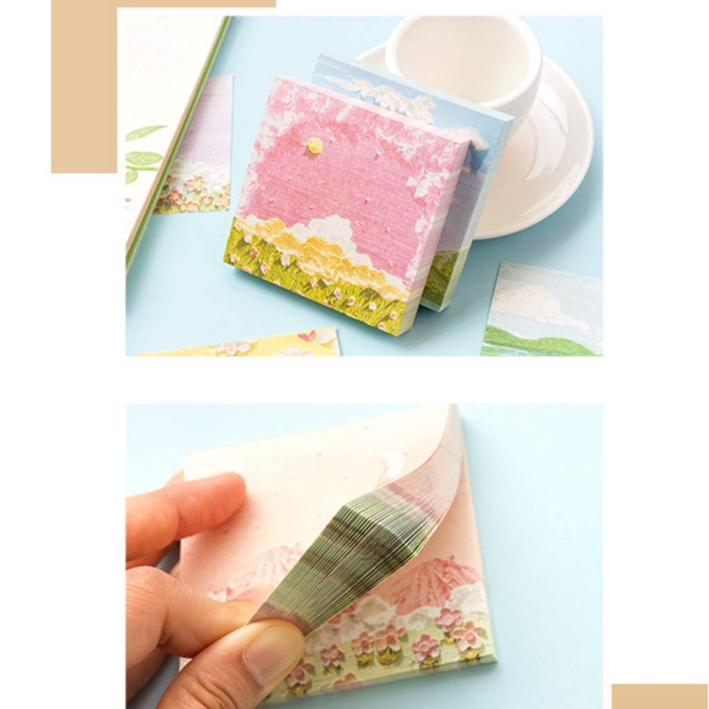 Tập 100 Tờ Giấy Note Ghi Chú Tranh Sơn Dầu  Trang Trí Sổ Tay, Nhật Ký, Bullet Journal MPGGC1