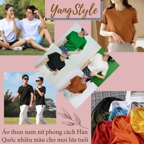 Áo thun unisex tay ngắn trơn nam nữ