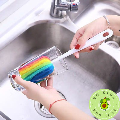 Cây Rửa Cốc Ly 7 Màu - Dụng Cụ Cọ Bọt Biển Rửa Vệ Sinh Bình Sữa