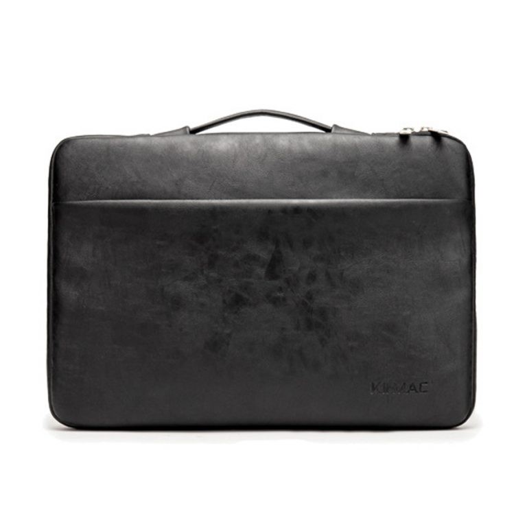 Túi xách chống sốc Laptop, Macbook 13/14/15/15.6 inch - Bảo vệ chống va chạm 360 độ - Kinmac (KM038 - Da đen)
