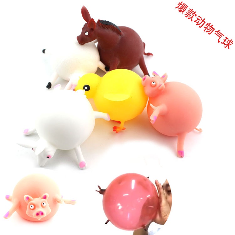 Đồ Chơi THÚ THỔI BÓNG hình khủng long gà bò nhiều mẫu giải trí mềm mịn siêu đàn hồi ngộ nghĩnh giải tỏa căng thẳng