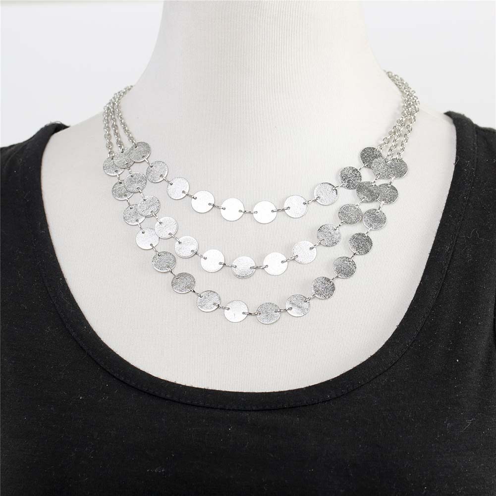 Dây Chuyền Hợp Kim Nhiều Lớp Đính Đồng Xu Xinh Xắn Cho Nữ