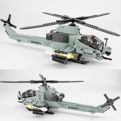 Đồ chơi Lắp ráp Máy bay trực Thăng AH-1Z, Jie Star 61028 Helicopter Viper, Xếp hình thông minh, Mô hình máy bay