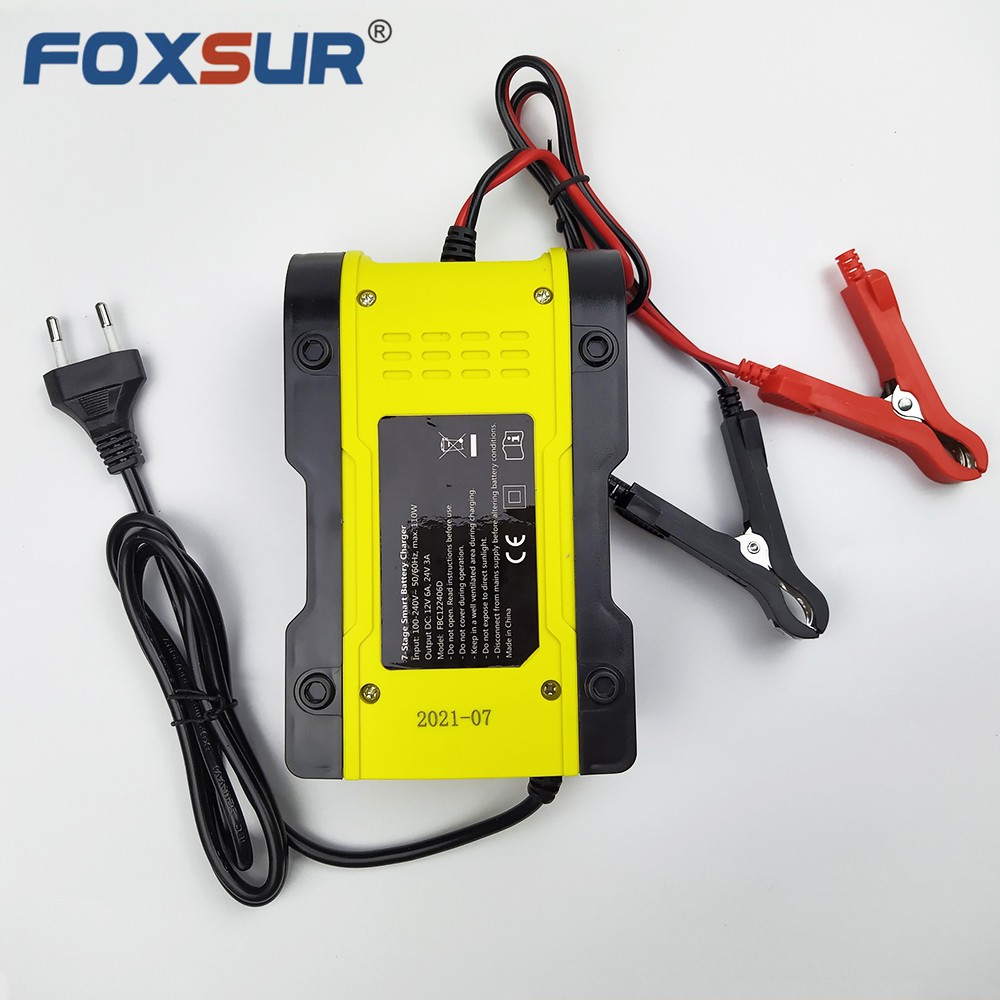 Bộ sạc Foxsur sạc pin Lithium ion 18650, LiFePO4 pin sắt 32650, ắc quy axít chì 12V(6A) 24V(3A) 6Ah - 120AH