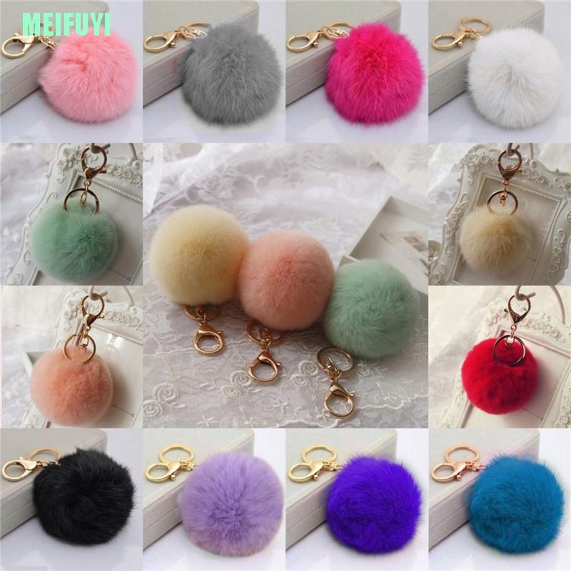 Móc khóa cục bông nhiều màu sắc đáng yêu