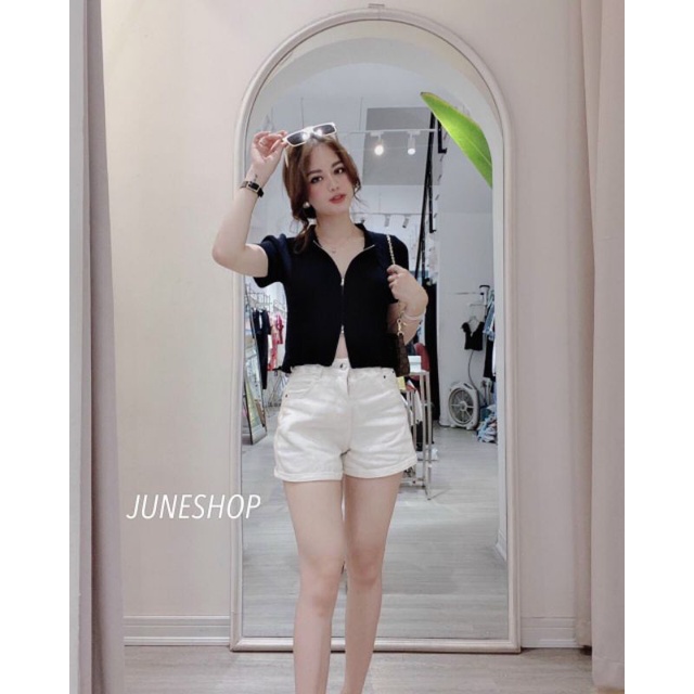 Áo len khóa giữa cổ bẻ hàng QC