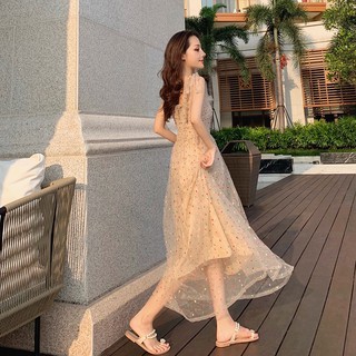Đầm Maxi Chấm Bi Sắc Màu Tiểu Thư