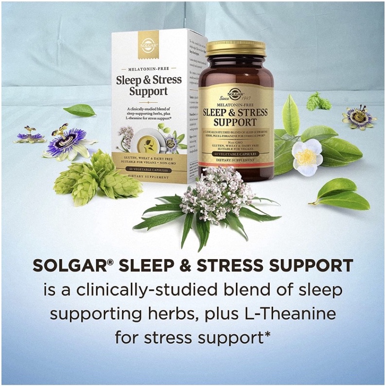 Viên uống hỗ trợ ngủ ngon giảm stress thuần chay Solgar 30 viên USA