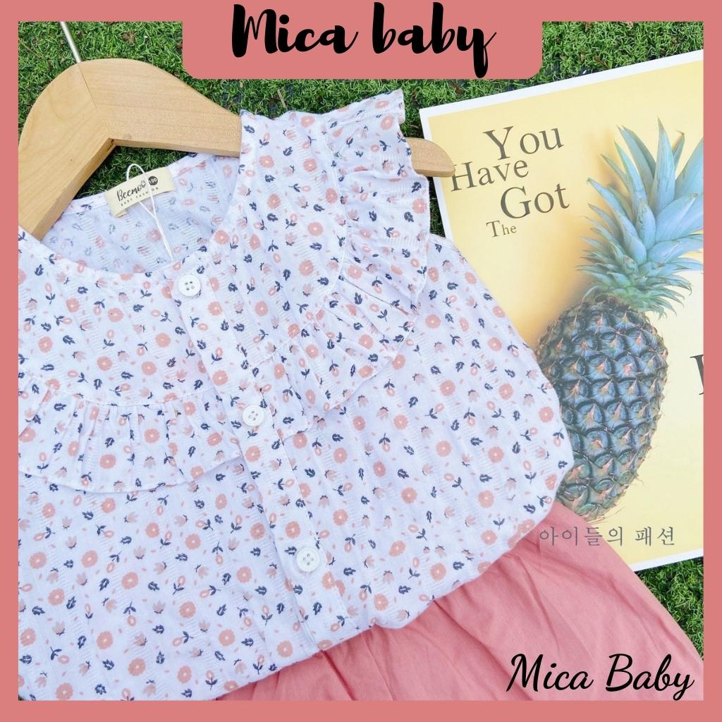 Bộ quần áo cộc tay cho bé cổ yếm họa tiết họa nhí điệu đà đáng yêu Mica baby QA15