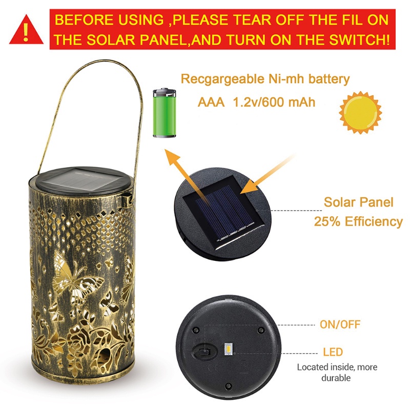 Đèn LED Treo Trang Trí Sân Vườn Bằng Kim Loại Chống Thấm Nước