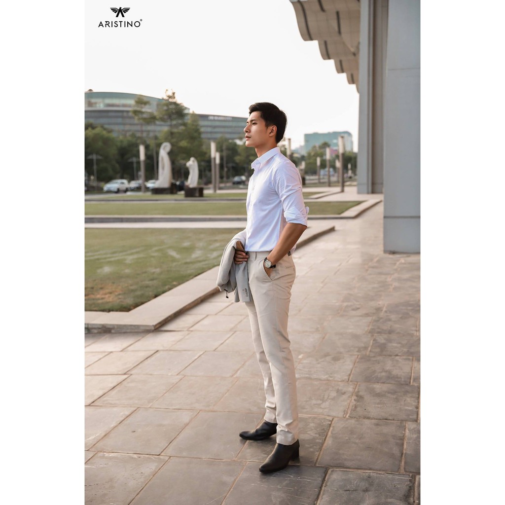 Áo sơ mi trắng dài tay ARISTINO trắng trơn lịch lãm als13708- slim | BigBuy360 - bigbuy360.vn