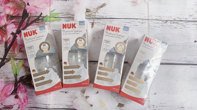 Bình sữa NUK Nature Sense thủy tinh 240ml núm ti S1 - M