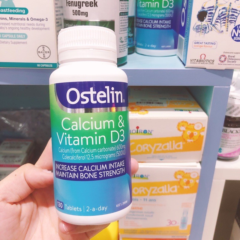 Viên Uống Canxi Cho Bà Bầu Ostelin Calcium & Vitamin D3 của Úc 130 Viên