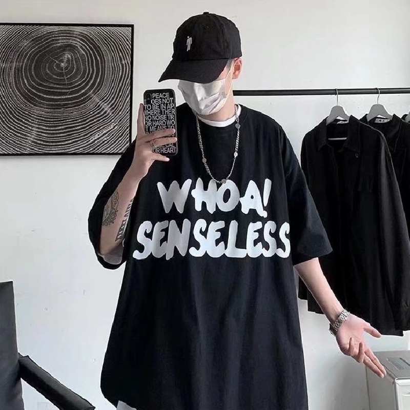 Áo Thun Tay Ngắn Dáng Rộng In Chữ Thời Trang Mùa Hè Cho Nam Và Nữ size M-8XL