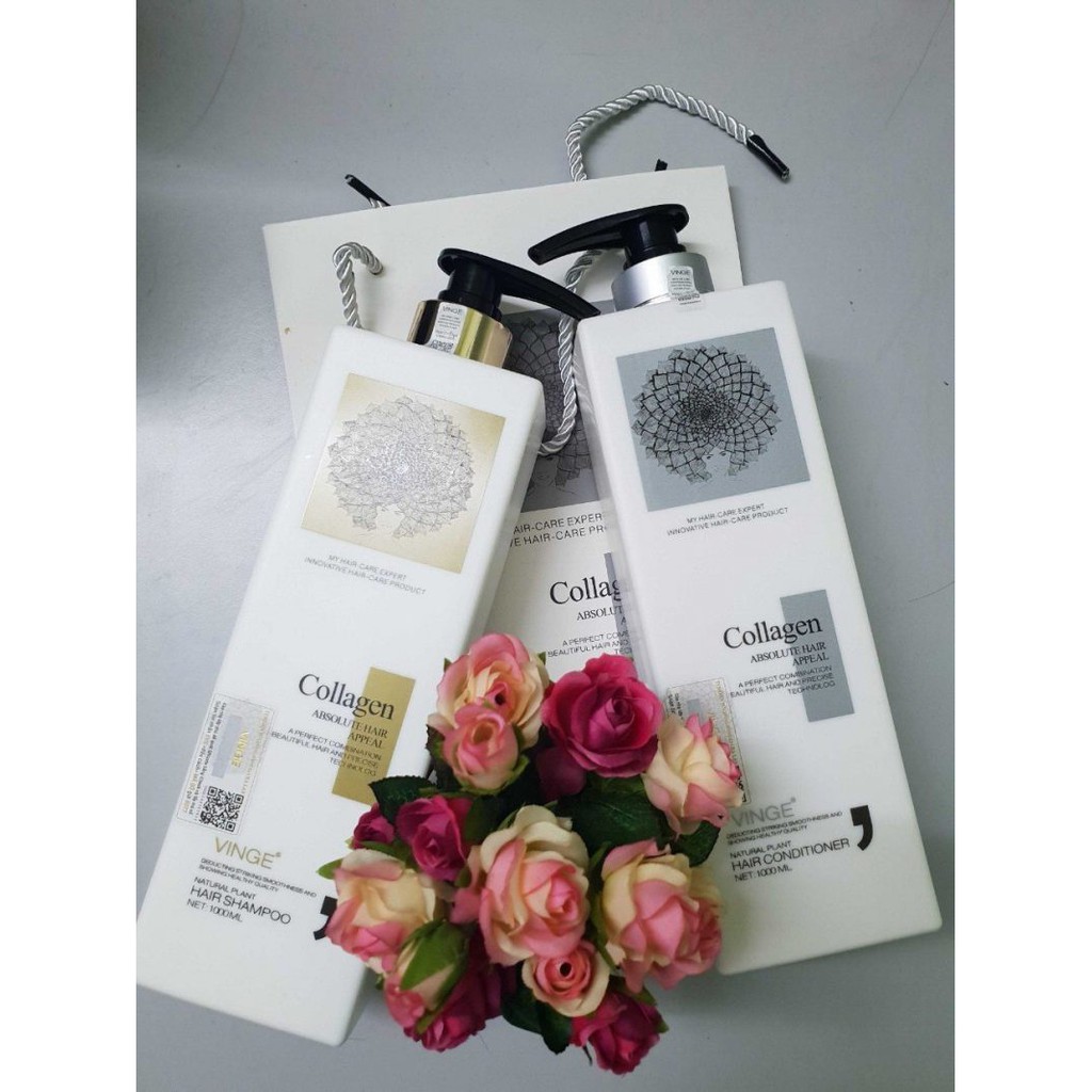 [Chính Hãng] Cặp Dầu Gội Xả Collagen Vinge 1000ML, Giảm Rụng Tóc, Ngăn Rụng Tóc,Phục Hồi Tóc Hư Tổn | BigBuy360 - bigbuy360.vn