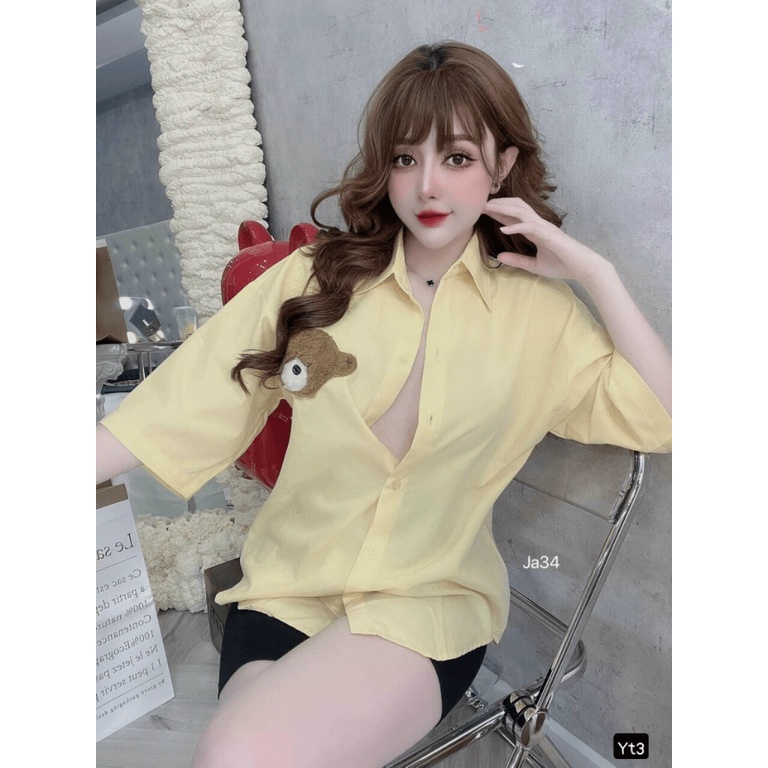 (Free ship) Sét Áo Lụa Quần TICI Có Thêu Con Gấu Siêu Dễ Thương UP VLTN Shop