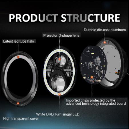 Đèn Pha LED Vòng Tròn 7inch H4 12V 24V Cho Xe Harley Sportster 1200 883 Street 500 750