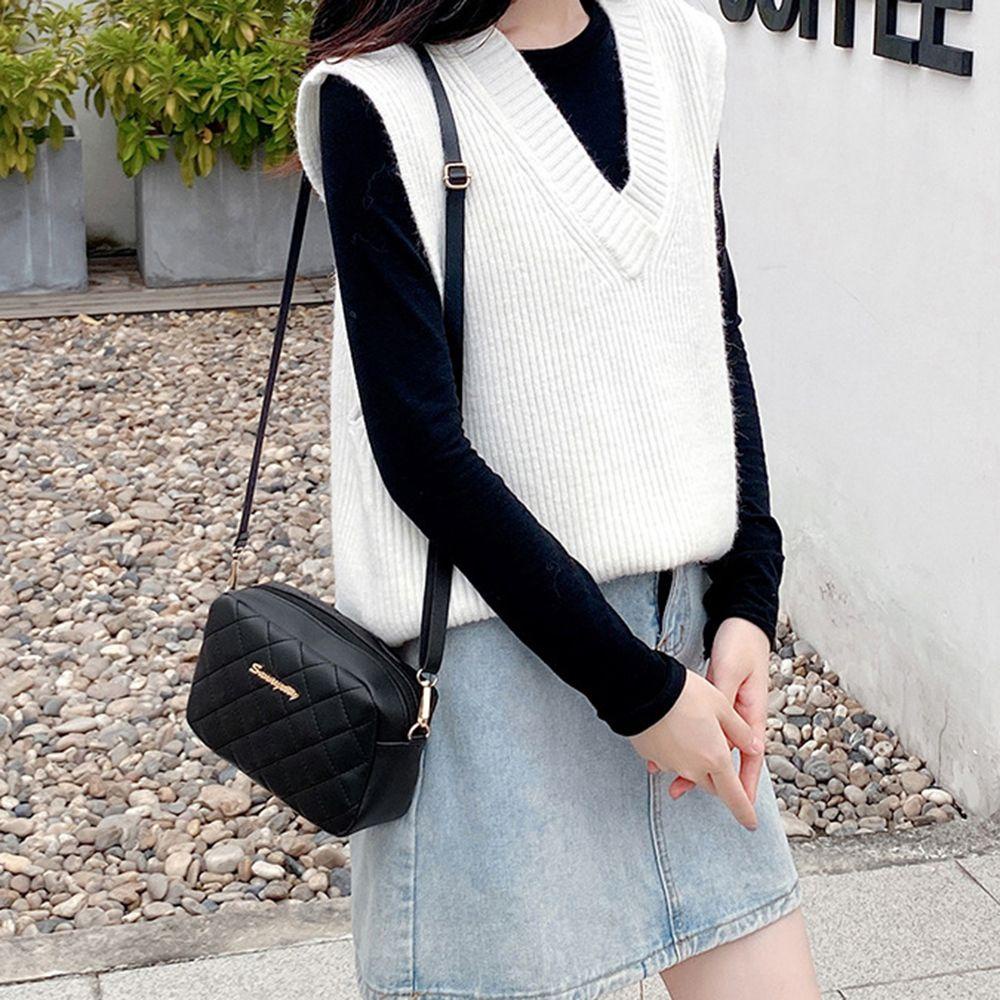 ELEGANT Túi Đeo Chéo Da PU Dáng Vuông Nhỏ Màu Trơn Đơn Giản Thời Trang Cho Bạn Gái