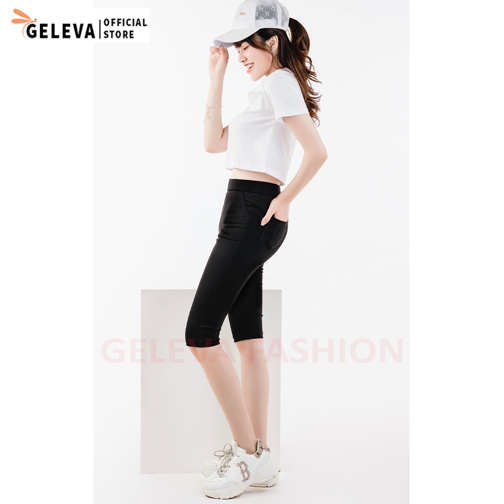Quần legging lửng ngố nữ vải Umi Hàn Cao cấp dày dặn co dãn Geleva LEG427