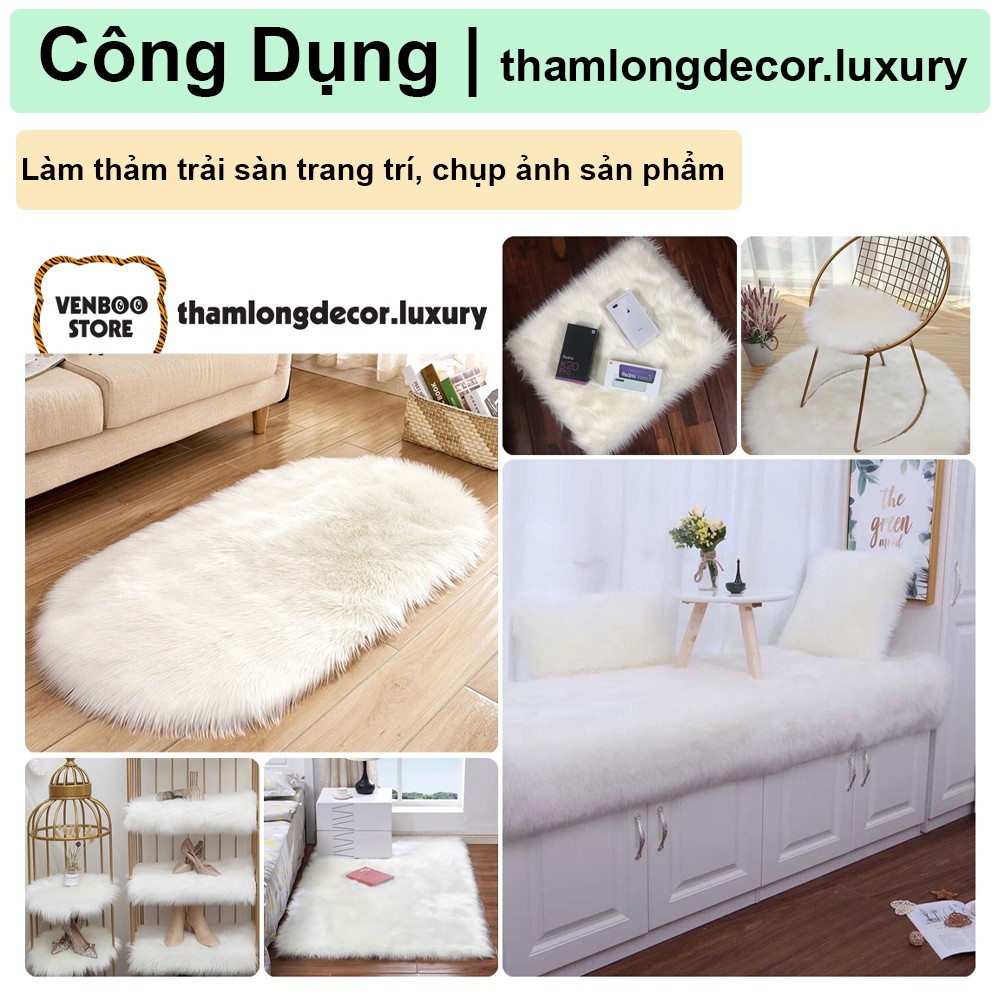 100cm x 160cm Thảm Lông Decor chụp hình Decor phòng ngủ | Trắng Bưởi Luxury