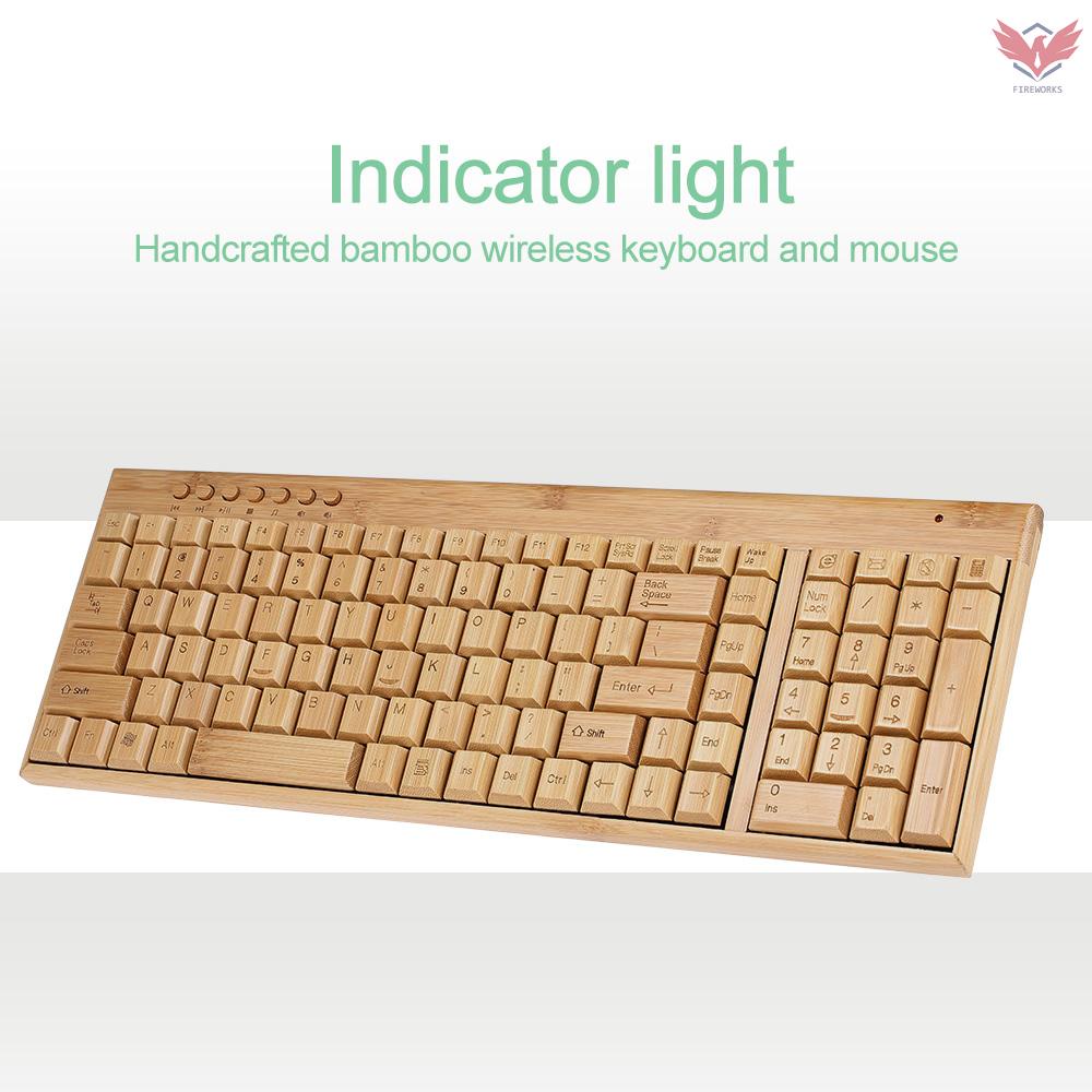 Bộ Bàn Phím + Chuột Không Dây Bằng Gỗ Tre Tự Nhiên 2.4g Phích Cắm Và Play