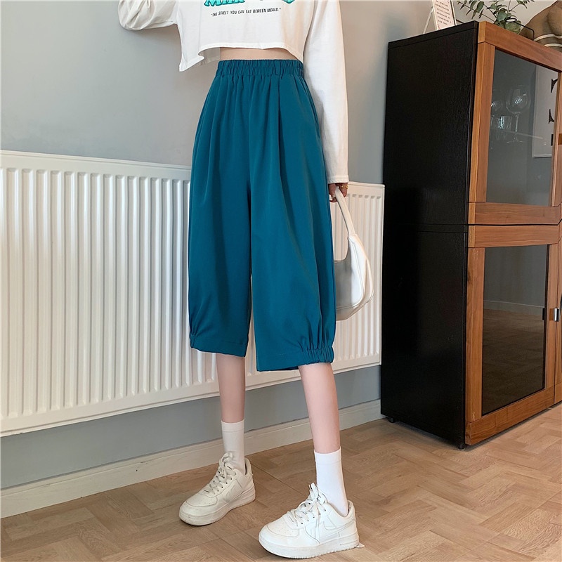 SUXI Mới Quần ngắn ống rộng Lưng Cao Phong Cách Hàn Quốc Dành Cho Nữ