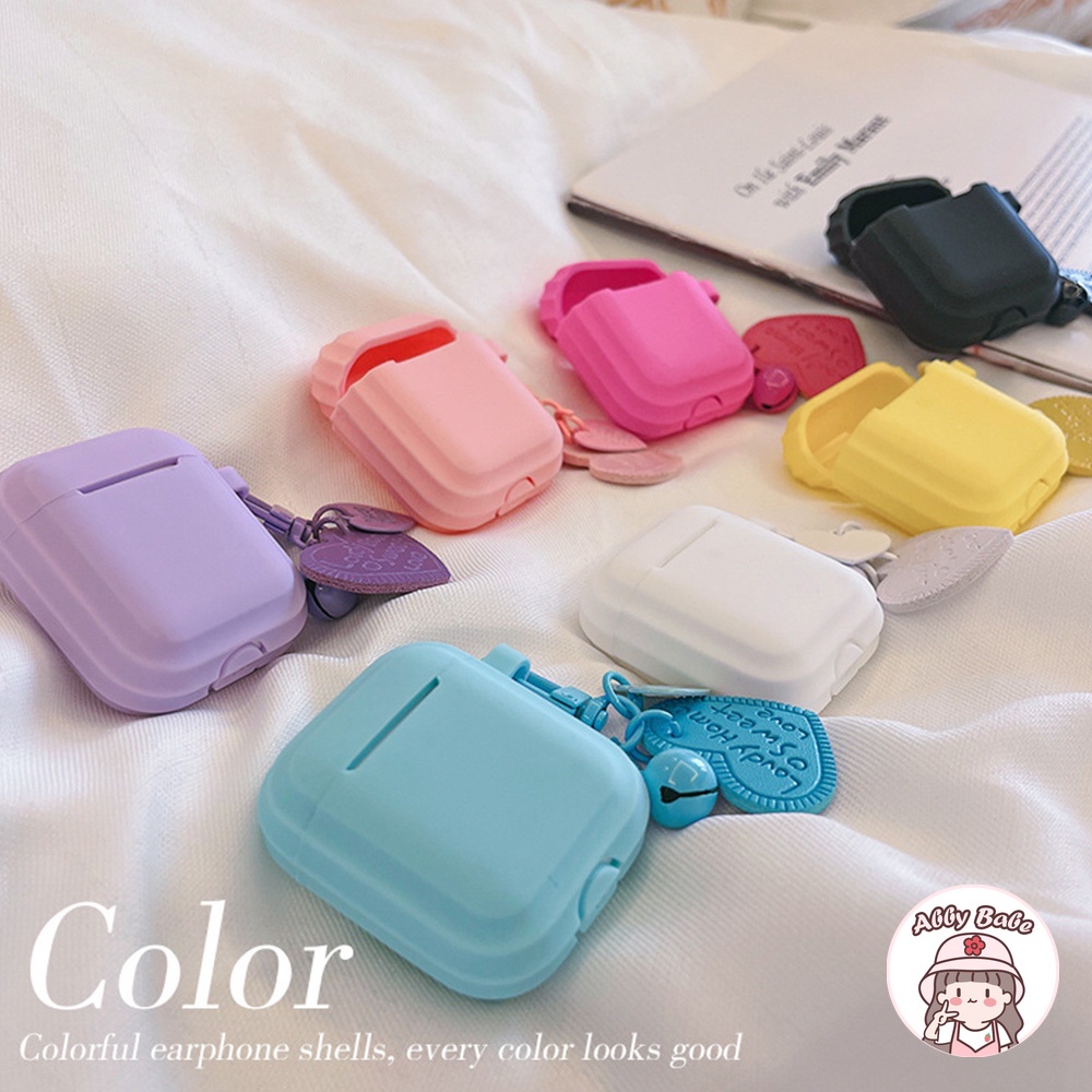 Vỏ Bảo Vệ Hộp Sạc Tai nghe không dây Bằng TPU Mềm Họa Tiết Trái Tim Đỏ 3D Thời Trang Cho Earphone 1/2/pro