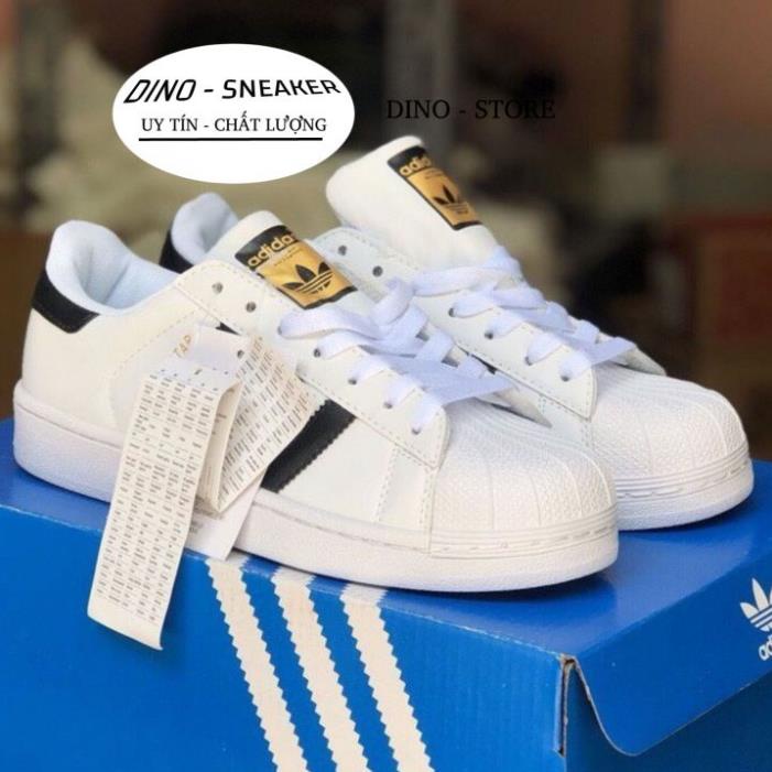 giày superstar mũi sò màu trắng sọc đen, giày thể thao nam nữ adidas mũi sò vip da thật, ảnh thật, full size * `