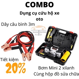 Combo bơm 2 xilanh, dây câu bình ắc quy, cứu hộ khẩn cấp cho ô tô