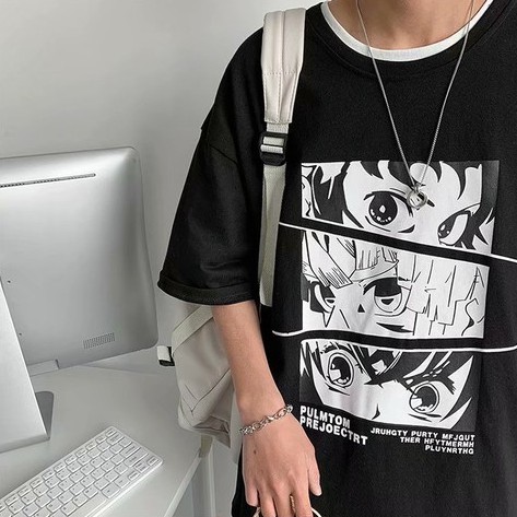 Áo thun ngắn tay dáng rộng họa tiết hoạt hình Saint Seiya kiểu Hàn Quốc cá tính cho nam size S-8XL