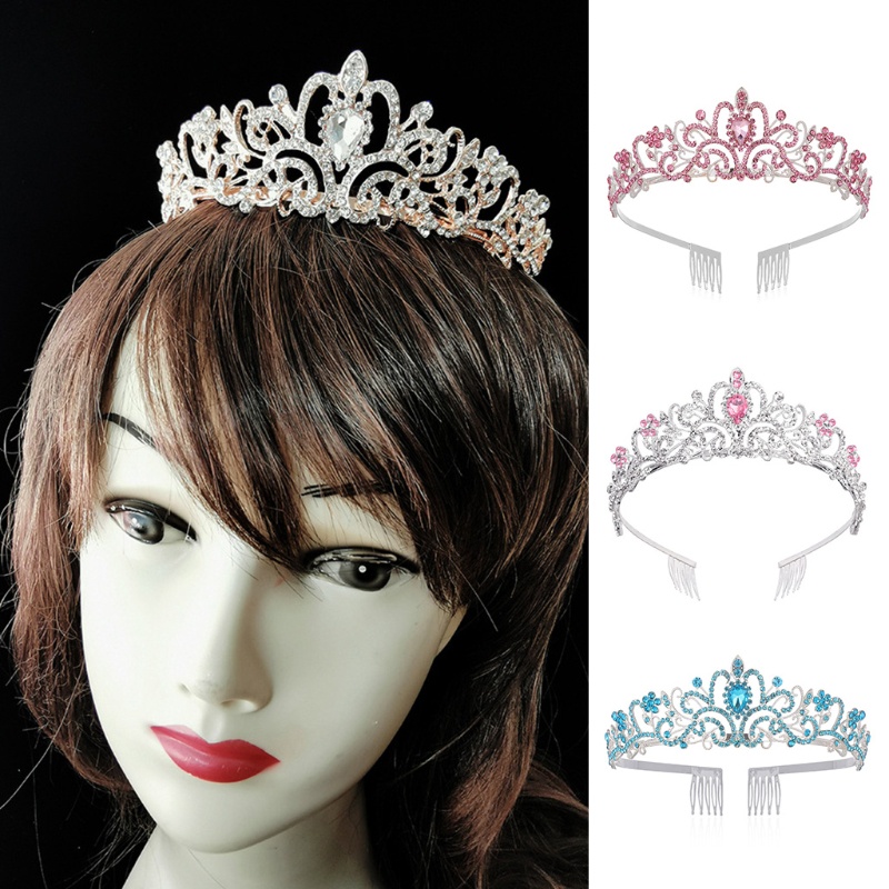 Flgo Vương Miện Đính Đá Pha Lê Kèm Lược Cài Dành Cho Cô Dâu Trong Tiệc Cưới Hóa Trang Halloween