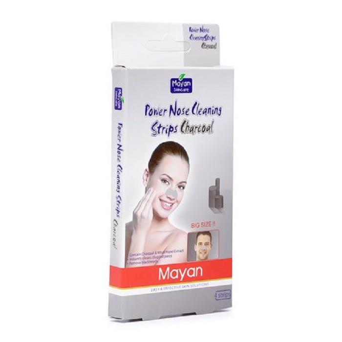 Miếng Dán Lột Mụn Mũi (Mụn Cám) Than Hoạt Tính Mayan Hàn Quốc - Hộp 4 Miếng