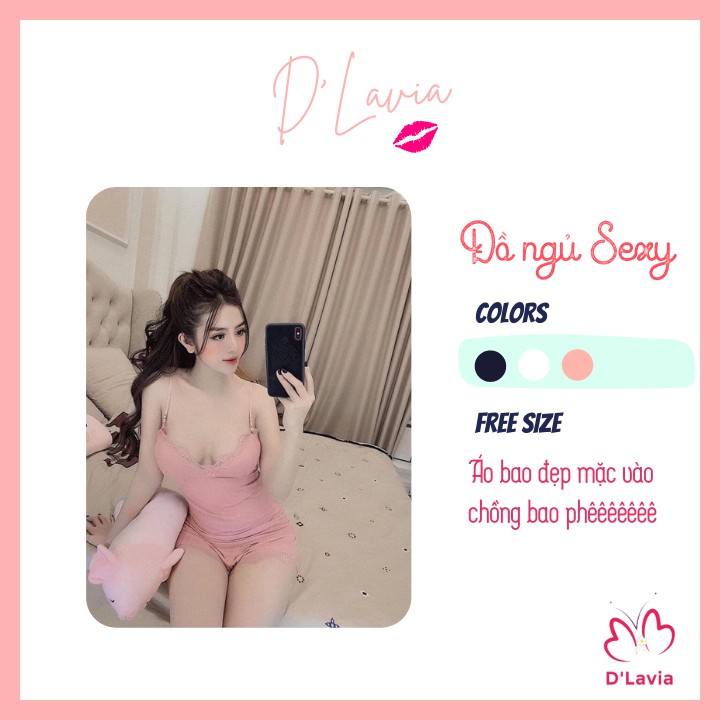 Đồ ngủ sexy nữ hai dây sexy quyến rũ gợi cảm satin cao cấp thoáng mát mềm mịn AN07 - D'Lavia