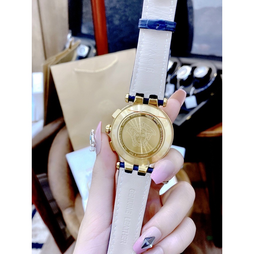 Đồng hồ đeo tay nam, đồng hồ nam VERSACE auth full box, dây da, siêu cao cấp, thiết kế cực kỳ sang chảnh nam tính